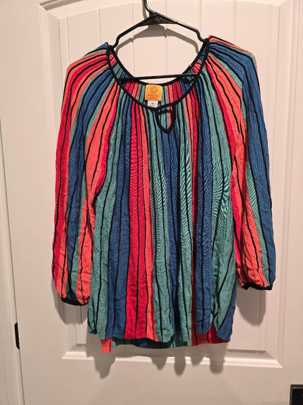 Never Worn Ruby Rd Multi Color 3/4 Sleeve Key Hole Sweater 1X